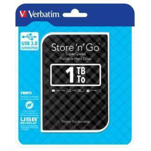 Verbatim Store 'n' Go Portable - HDD - 1 TB - esterno (portatile) - 2.5" - USB 3.0 - nero